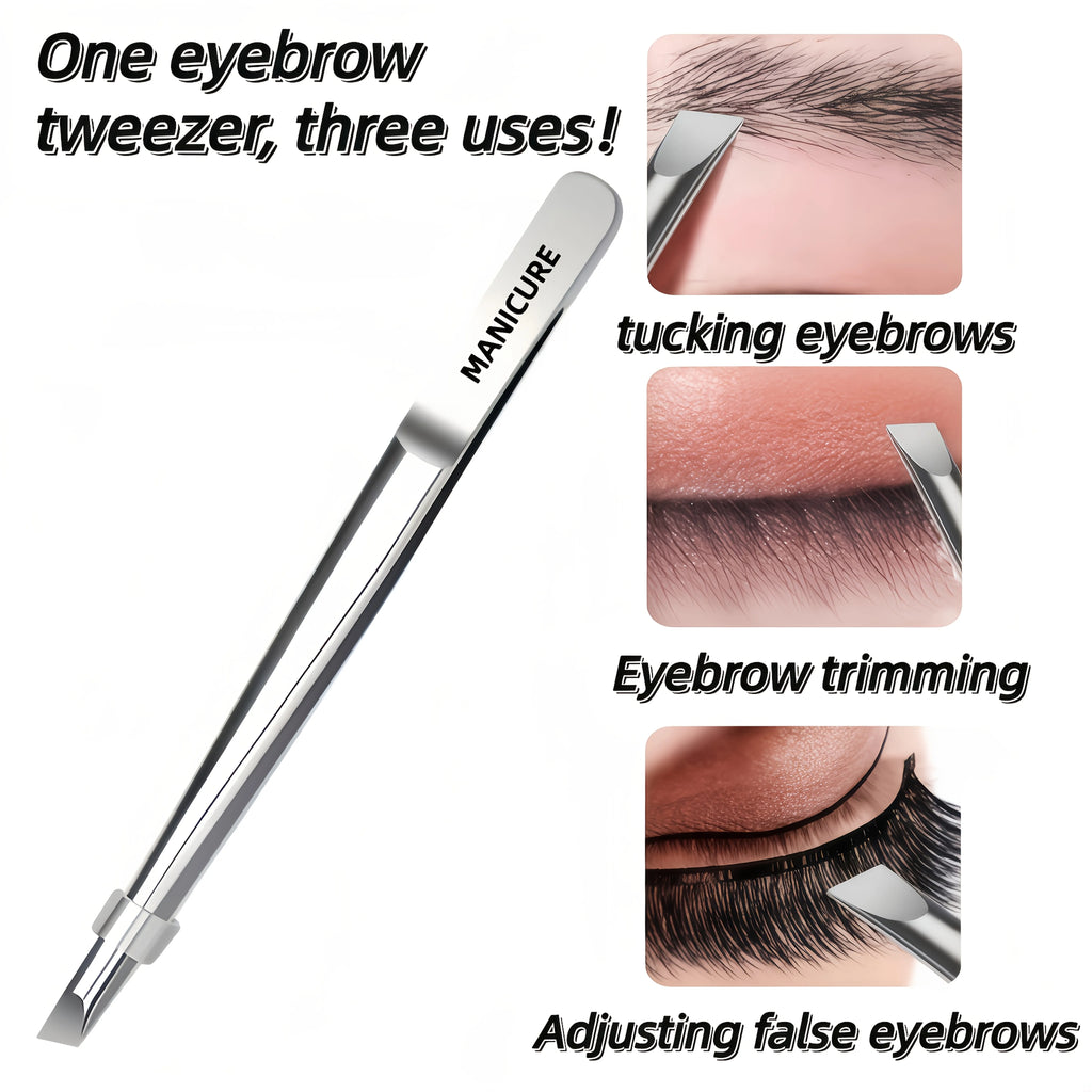 2pcs Stainless Steel Eyebrow & Eyelash Tweezers Applicator Set Eyebrow Tweezers PLUSH
