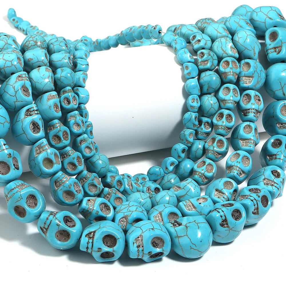 Turquoise Howlite Skull Beads | Natural Stone DIY Jewelry Spacers Natural Stone Beads PLUSH