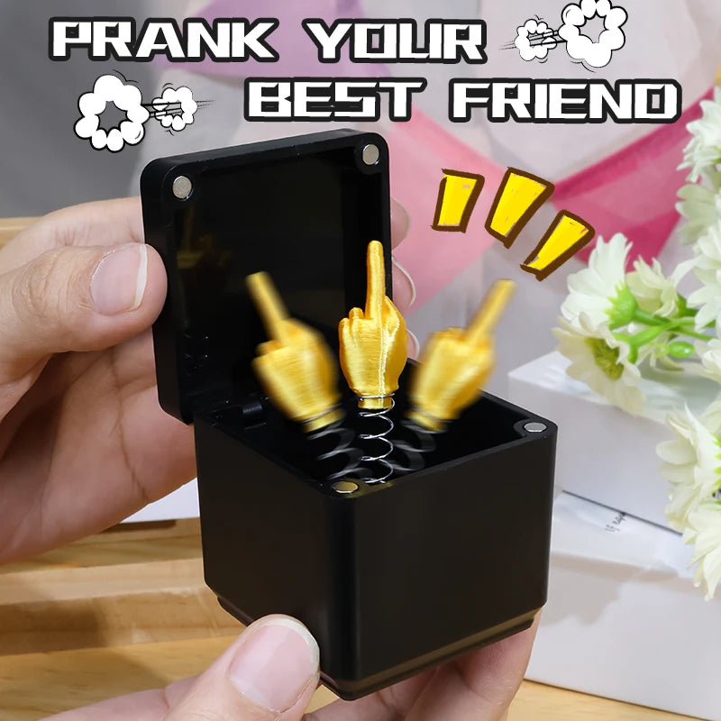 Middle Finger in a Box – Funny Prank Gag Gift & Desk Decor Novelty Gag Gift PLUSH