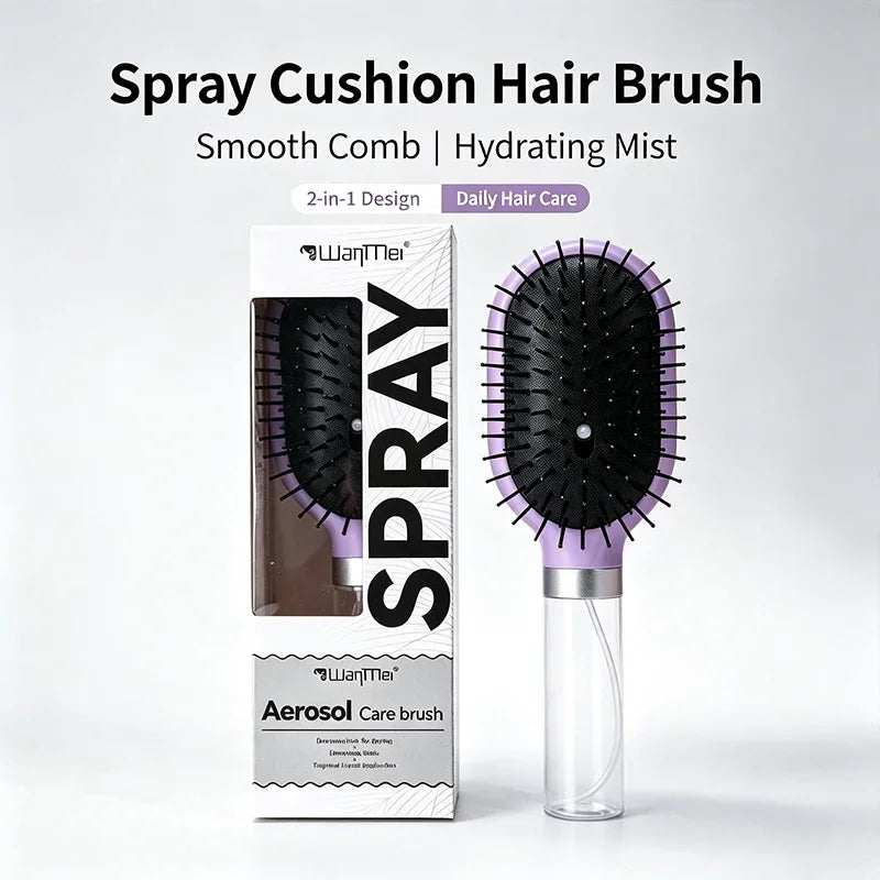 WanMei 2-in-1 Spray Air Cushion Hair Brush – Detangling Comb Spray Hair Brush PLUSH