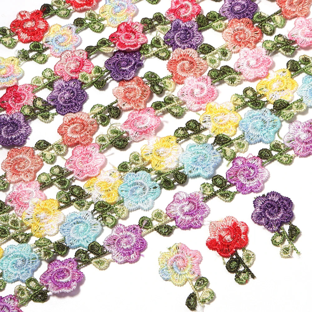 2 Yards Colorful Embroidery Flower Lace Trim for DIY Sewing Embroidery Lace Trim PLUSH