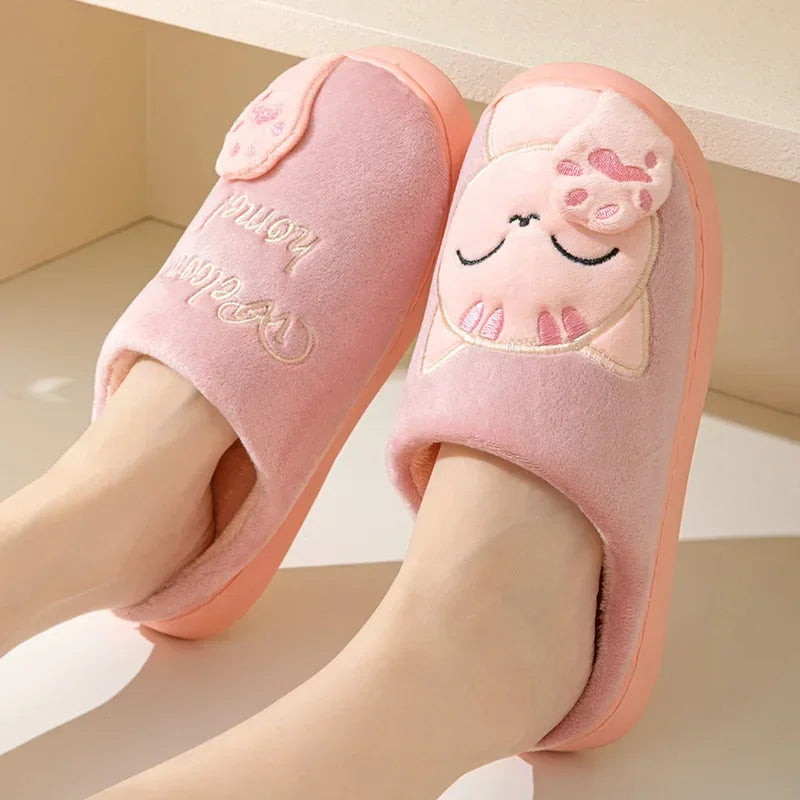 Unisex Winter Cotton Slippers – Thick Soft Sole Non-Slip Slides Indoor Slippers PLUSH 40-41 pink