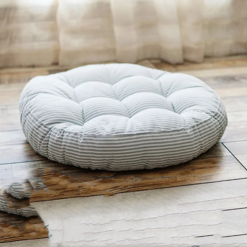 Round Cotton Linen Floor Cushion – Meditation & Chair Seat Pad Floor Seat Cushion PLUSH gray 42cm