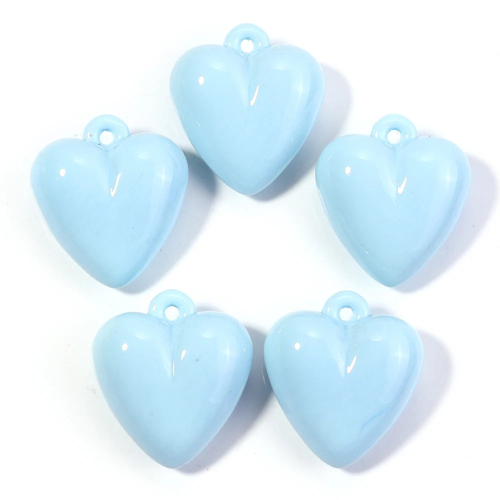 5pcs Colorful Acrylic Heart Charms Pendants 32x35mm DIY Jewelry Jewelry Charms PLUSH Light Blue