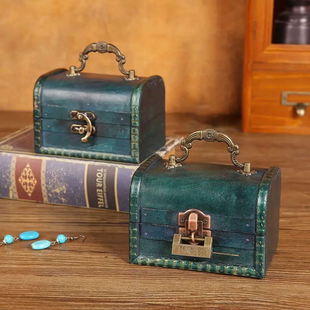 Vintage Wooden Suitcase Jewelry Box – Antique Retro Organizer Jewelry Storage Box PLUSH