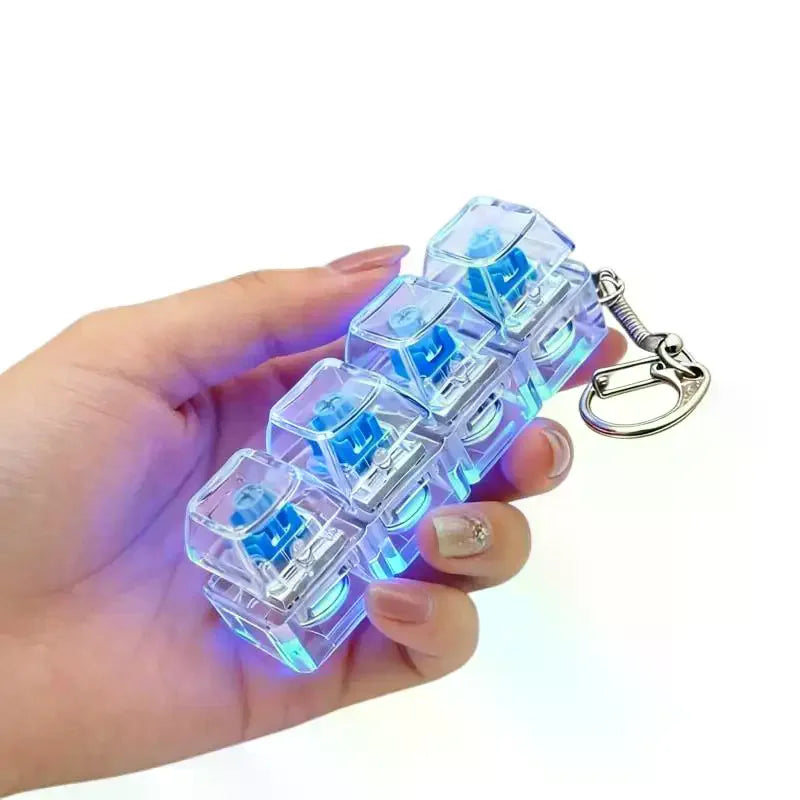 LED Keyboard Key Keychain – Pressable Button Desk Toy Novelty Keychain PLUSH