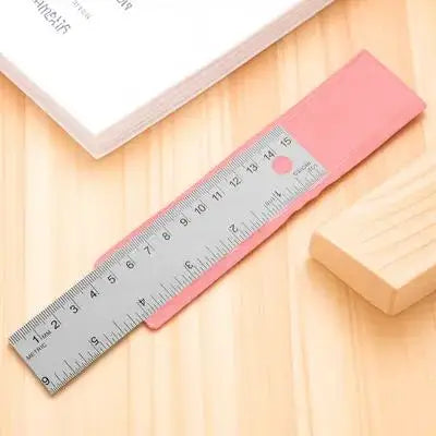 Stainless Steel Cork Back Metal Ruler 15cm/6in Dual Scale Metal Ruler PLUSH