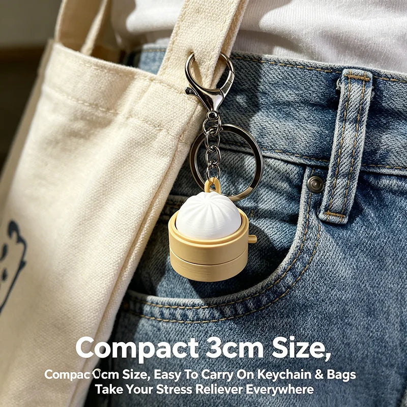 Mini Steamed Bun Squeeze Fidget Keychain | Cute Sensory Toy Fidget Keychain Toy PLUSH