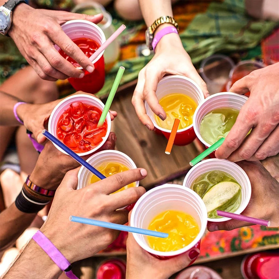 Solid Color Disposable Paper Straws 25/50/100pcs | Party Events Disposable Paper Straws PLUSH
