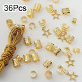 36pcs Star Hair Braid Rings – DIY Dreadlock Bead Clips Hair Braid Rings PLUSH Gold 36Pcs