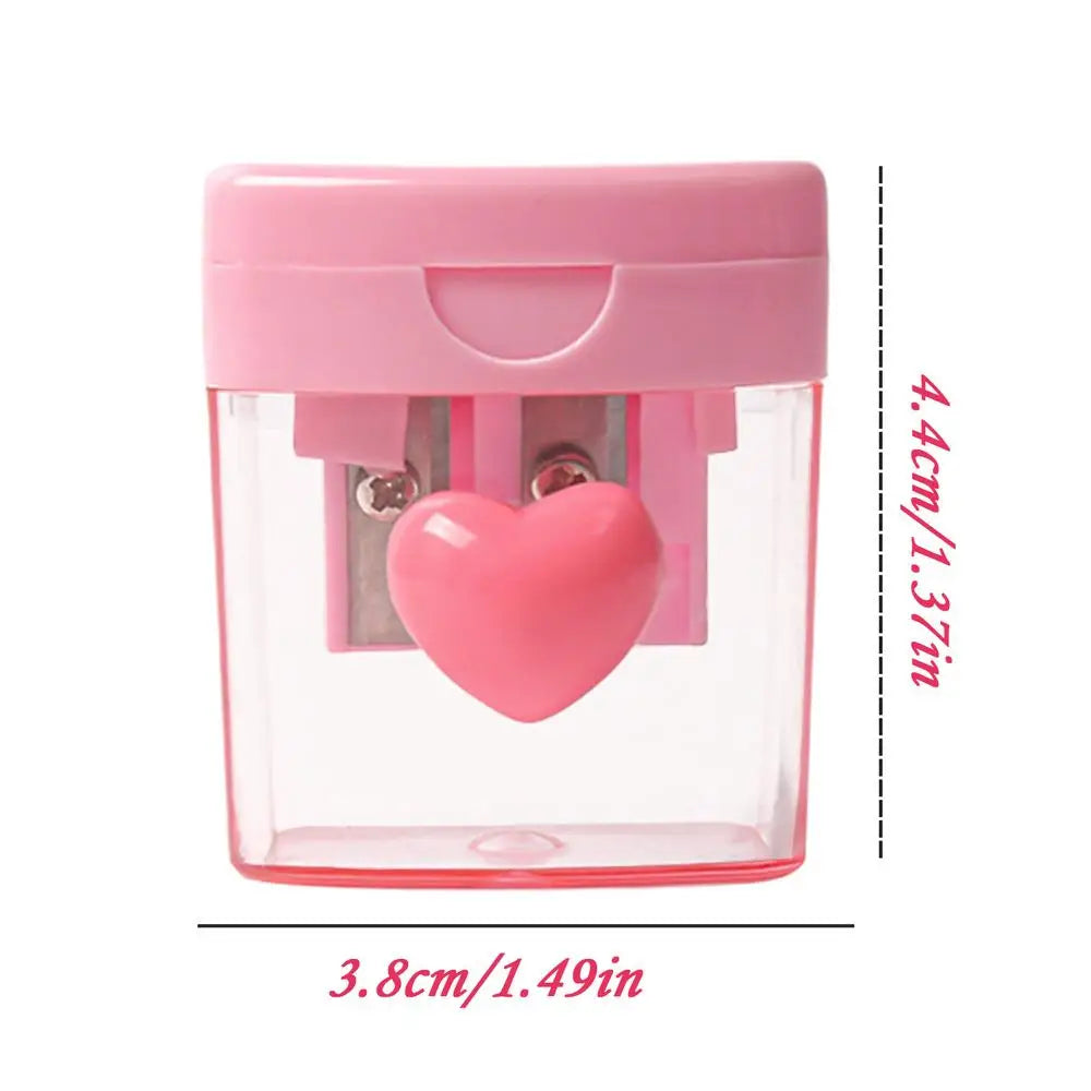 Cartoon Double Hole Pencil Sharpener for School & Art Pencil Sharpener PLUSH Pink