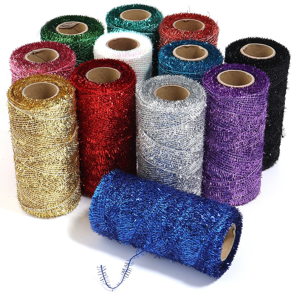 200 Yards Metallic Glitter Tinsel Yarn – DIY Gift & Craft Cord Craft Yarn Thread PLUSH