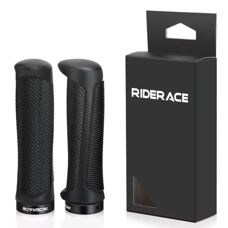 Lock-On Mountain Bike Handlebar Grips – Non-Slip TPR Rubber Bike Handlebar Grips PLUSH BLACK