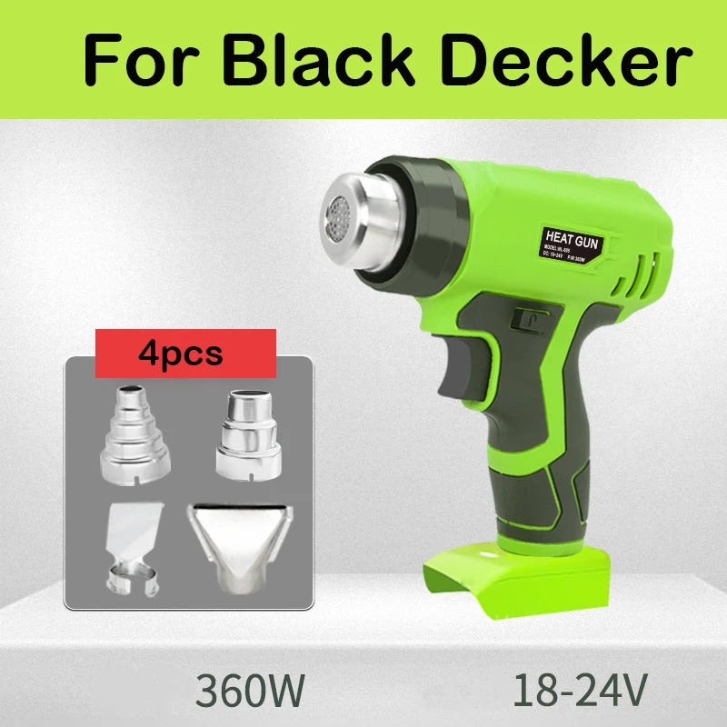 Cordless Hot Air Gun 360W – Fits Makita/DeWalt/Milwaukee 18V Cordless Heat Gun PLUSH For Black Decker China Mainland