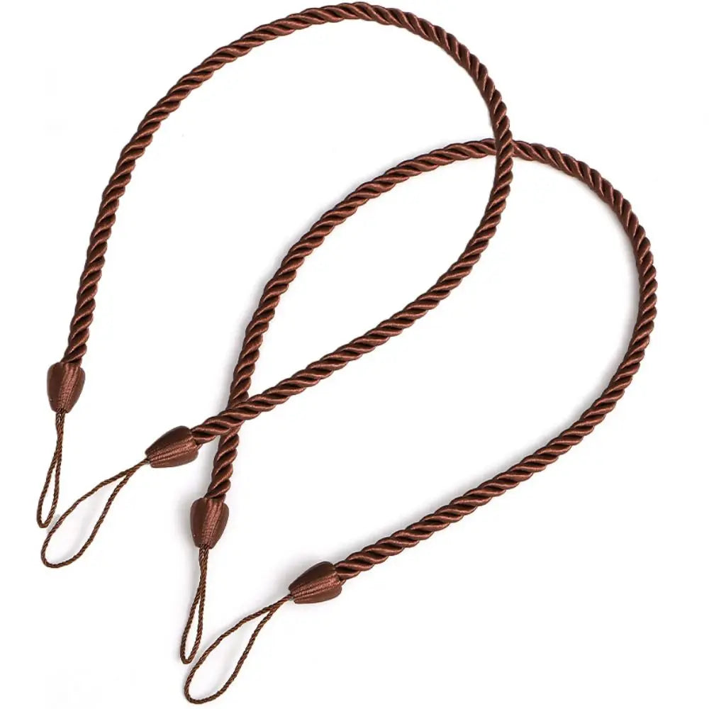 Woven Curtain Tiebacks 2-Pack – Twisted Rope Tie Straps Curtain Tiebacks PLUSH Coffee