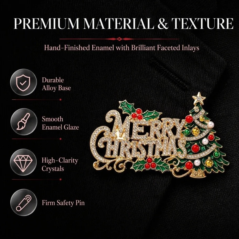 Enamel Rhinestone Christmas Brooch Pearl Lapel Pin Christmas Brooch Pin PLUSH