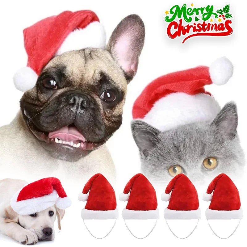 Red Plush Santa Hat for Dogs – Christmas Pet Costume Accessory Pet Costume Hat PLUSH