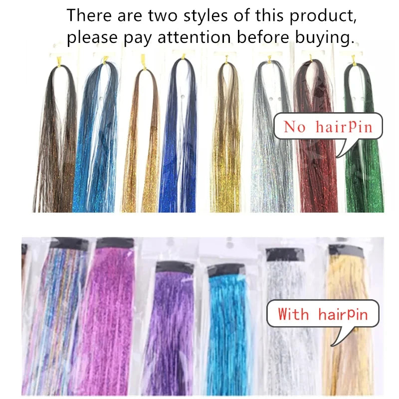 120 Strands Rainbow Hair Tinsel Sparkle Silk Extensions 100cm Hair Tinsel Extensions PLUSH