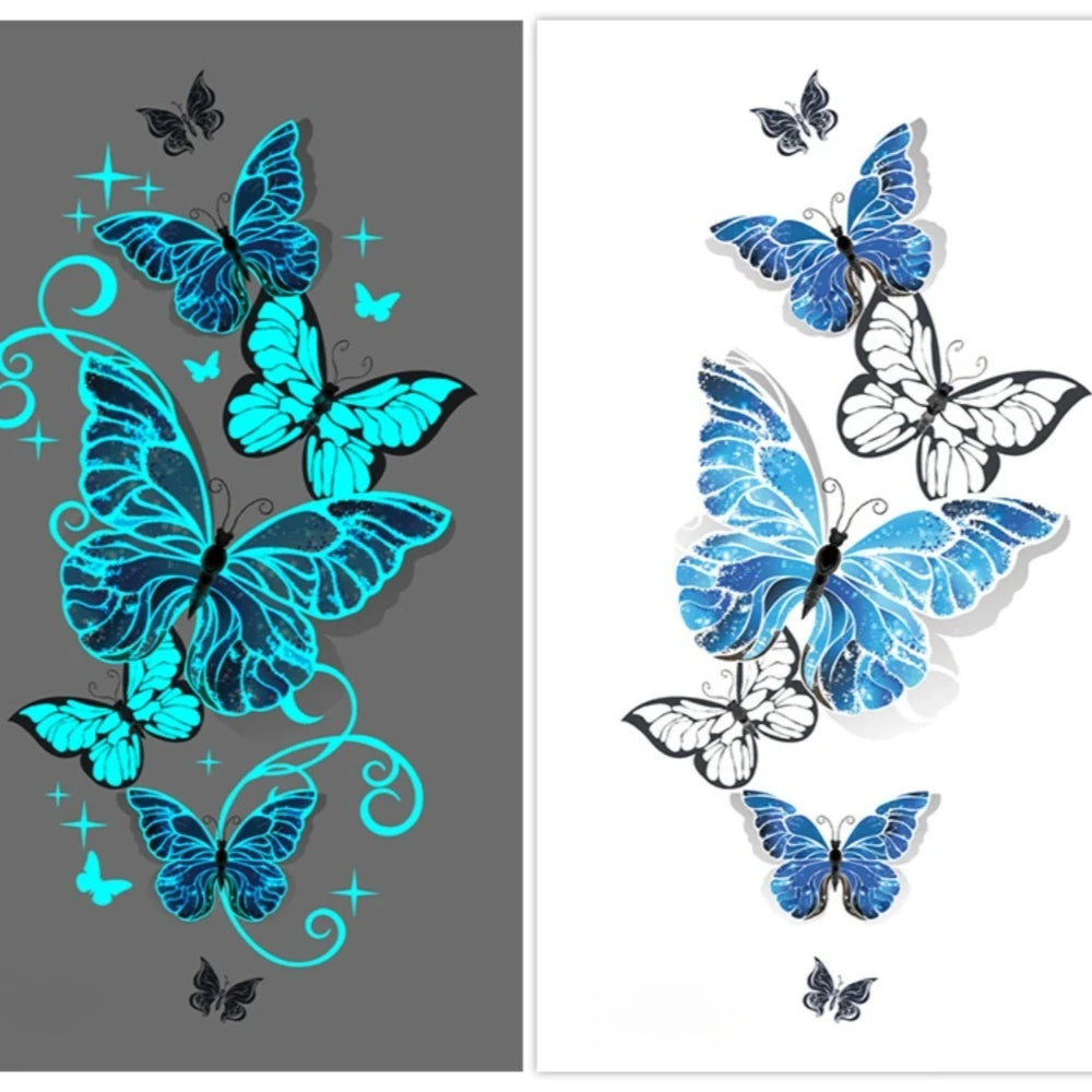 Luminous Butterfly Temporary Tattoo Stickers – Glow Body Art Temporary Tattoo Stickers PLUSH