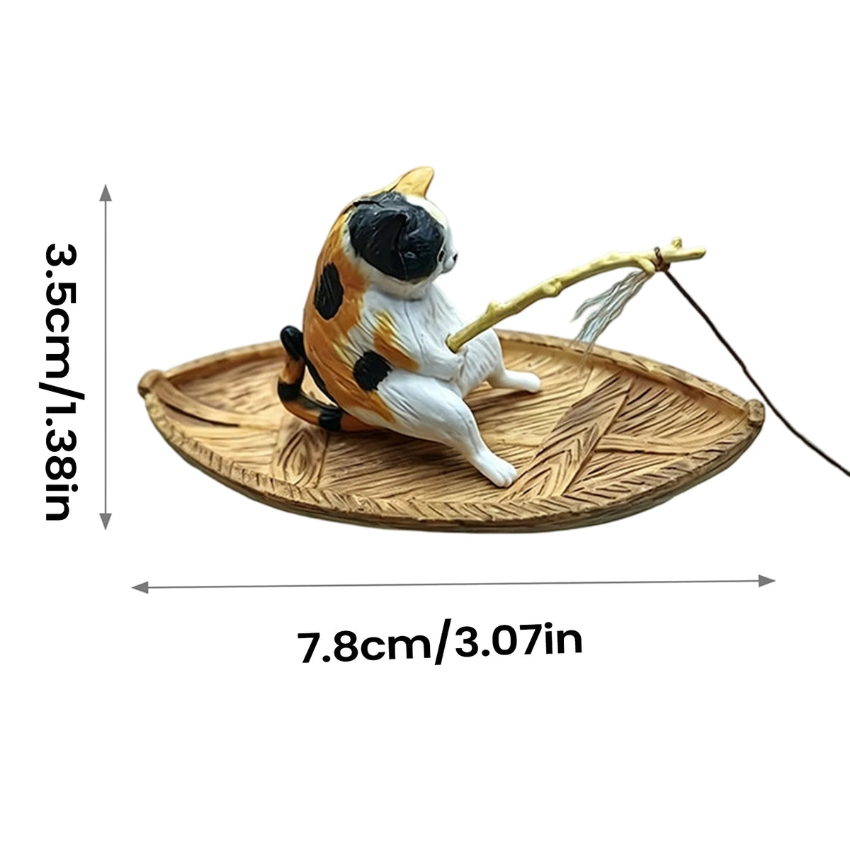 Resin Cat Fishing Boat Aquarium Ornament | Fish Tank Decor Aquarium Ornament PLUSH 03