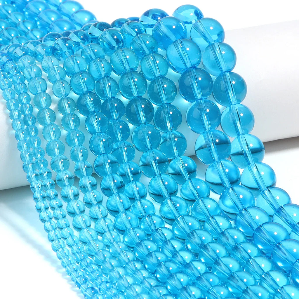 Lake Blue Round Glass Crystal Spacer Beads – DIY Jewelry Glass Spacer Beads PLUSH