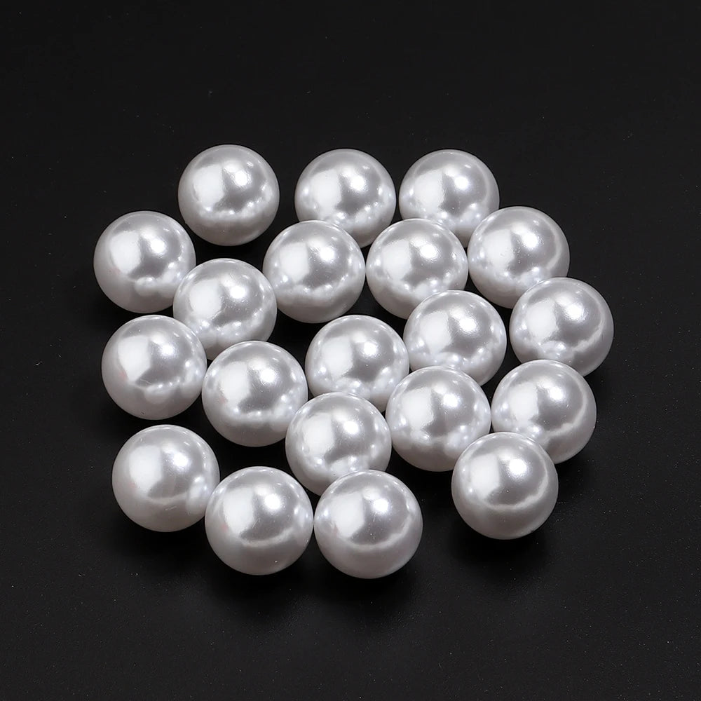 Vintage White ABS Pearl Beads No Hole – 10-1000pcs DIY Craft Loose Craft Beads PLUSH 16mm x 20pcs