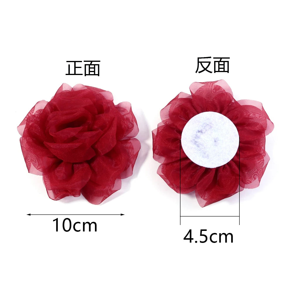 2pcs Korean Chiffon Flower Appliques for DIY Hair & Clothes Fabric Flower Appliques PLUSH