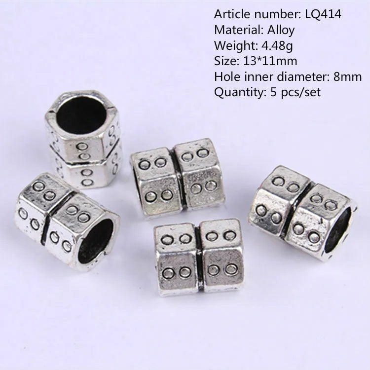 5pcs Silver Viking Dreadlock Hair Beads – Braid Cuffs & Clips