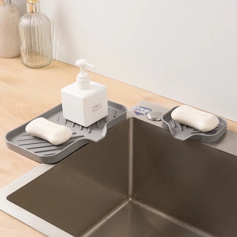 2-Pack TPR Sink Mat & Soap Dish Drying Tray | Kitchen Organizer Kitchen Sink Organizer PLUSH