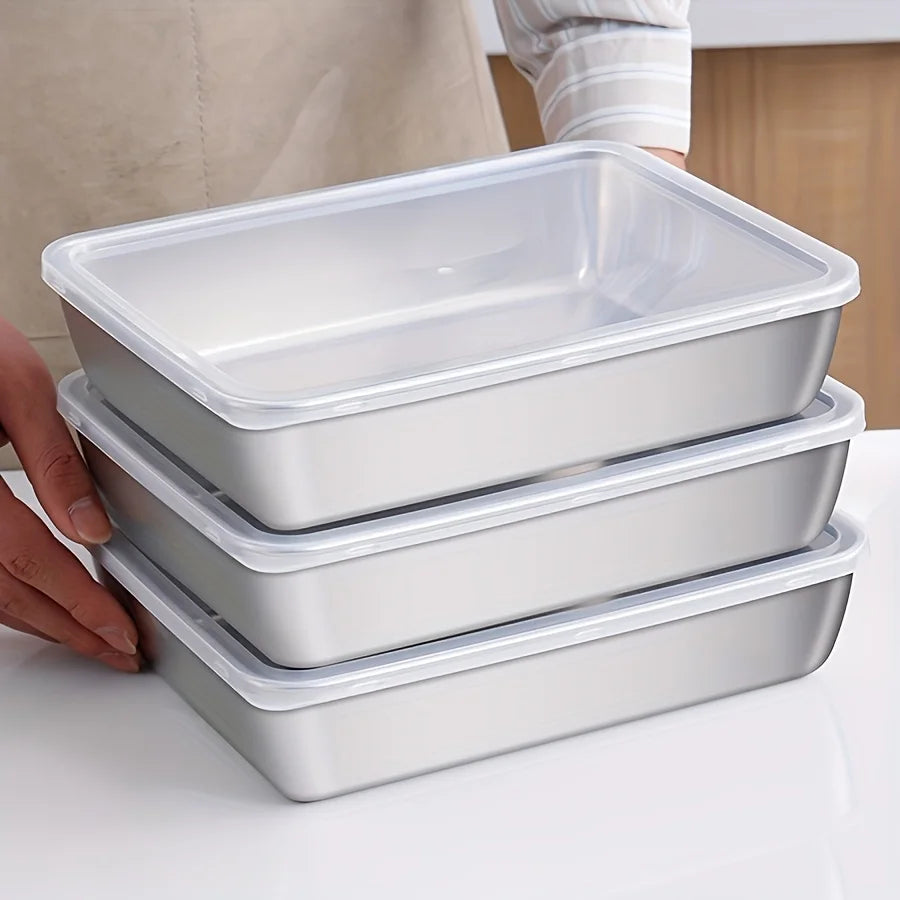 6-Pc Stainless Steel Square Food Storage Containers with Lids Food Storage Containers PLUSH