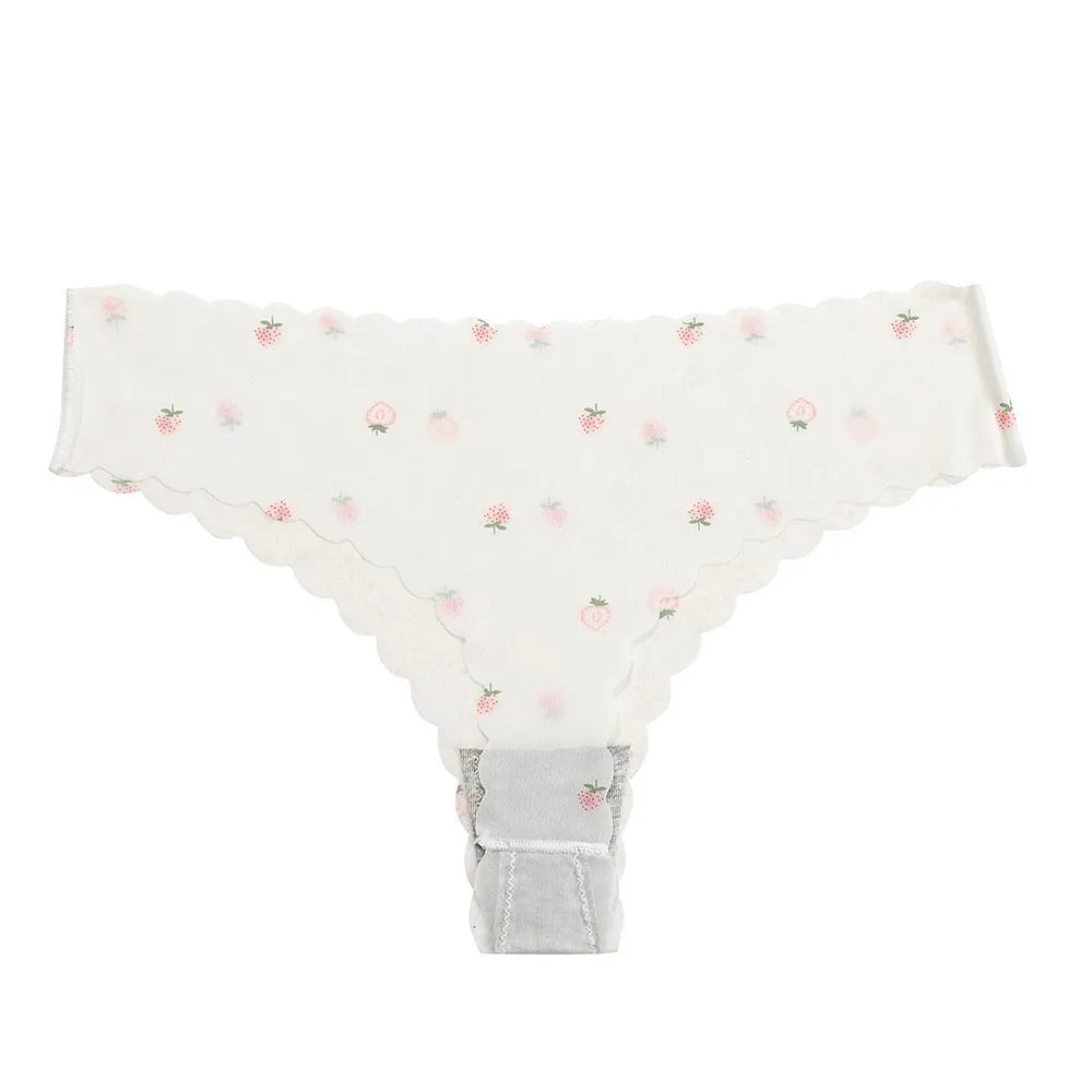 Women's Breathable Ice Silk Low-Rise Thong Panties | Traceless Women's Thong Panties PLUSH White L 1pc-1pc-