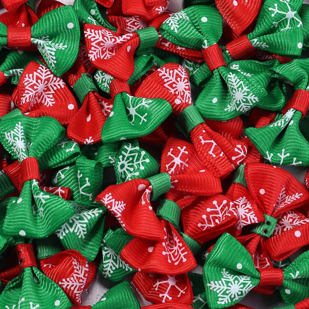 30pcs Christmas Satin Ribbon Bows 2.5x4cm – Handmade Bowknots Ribbon Bows PLUSH