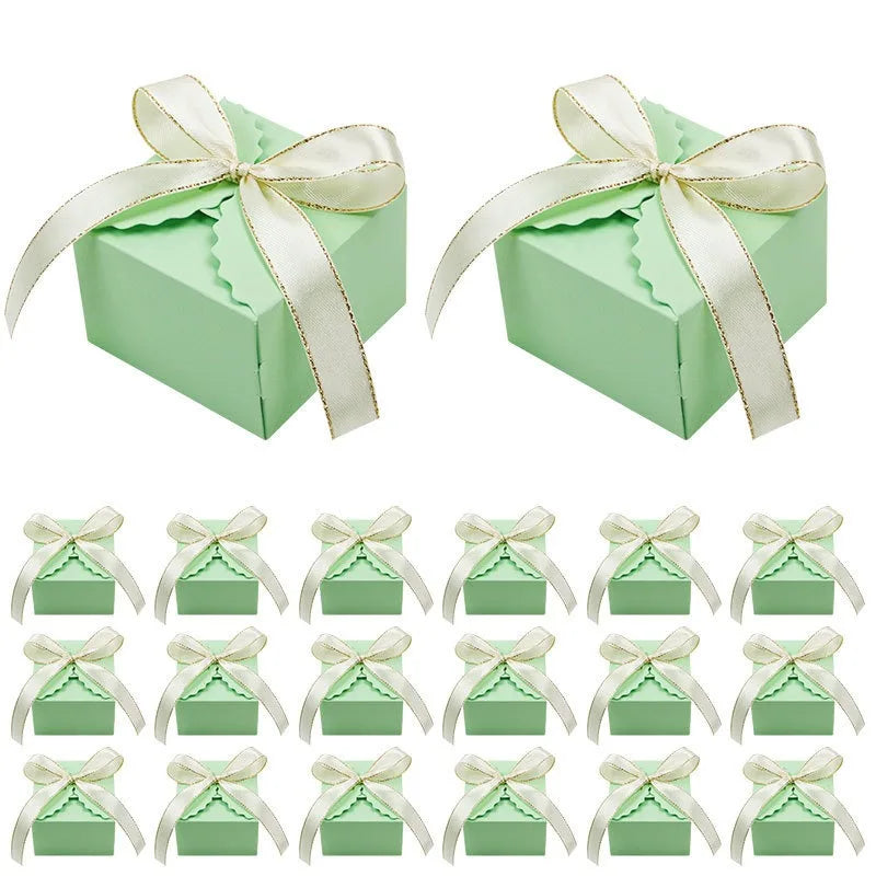 Kraft Paper Gift Boxes with Ribbon 10/20pcs – Party Favors Party Favor Boxes PLUSH Green 20PCS