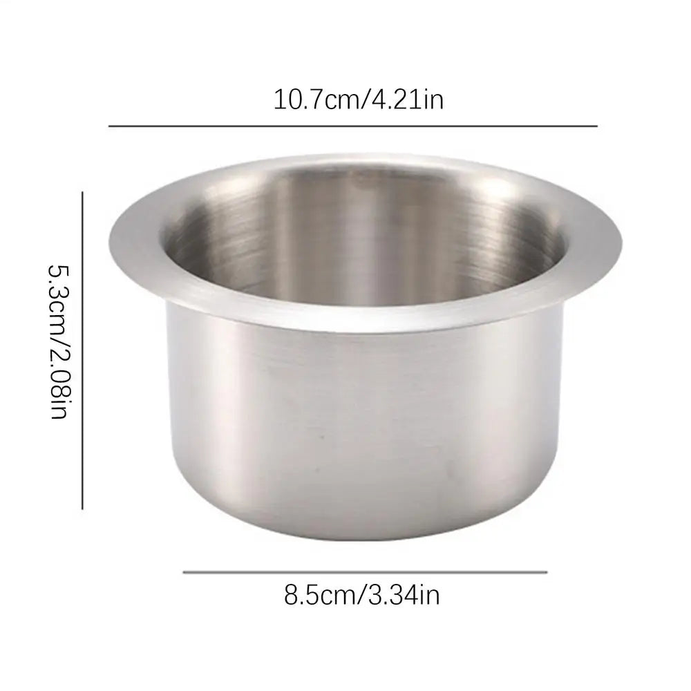 Stainless Steel Recessed Cup Holder Insert – Car Boat Truck Recessed Cup Holder PLUSH M Silver