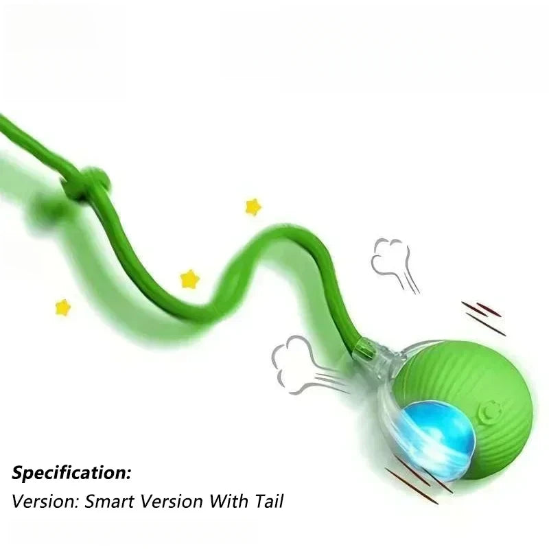 Cat Interactive Auto-Rolling Ball Toy with LED Light & Sound Interactive Cat Toy PLUSH Green