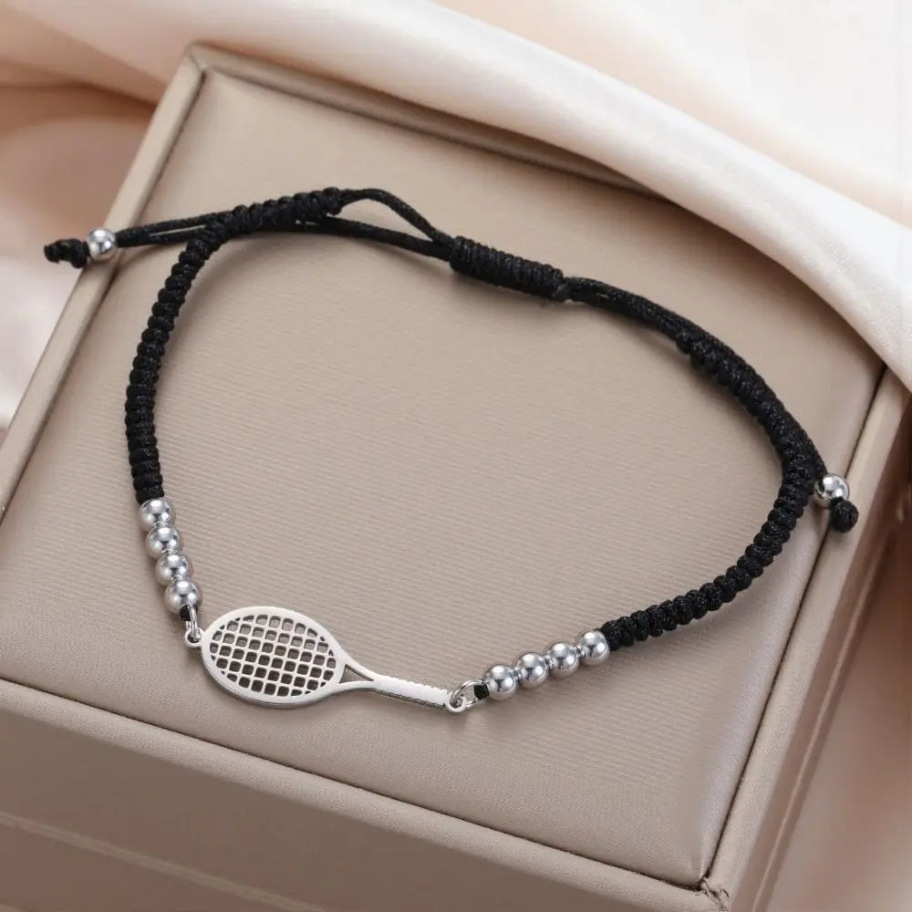 Tennis Racket Bracelet – Stainless Steel Sport Bangle Sport Chain Bracelet PLUSH