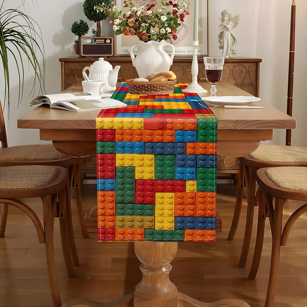 Building Brick Pattern Table Runner – Kids Room & Party Décor Table Runner PLUSH