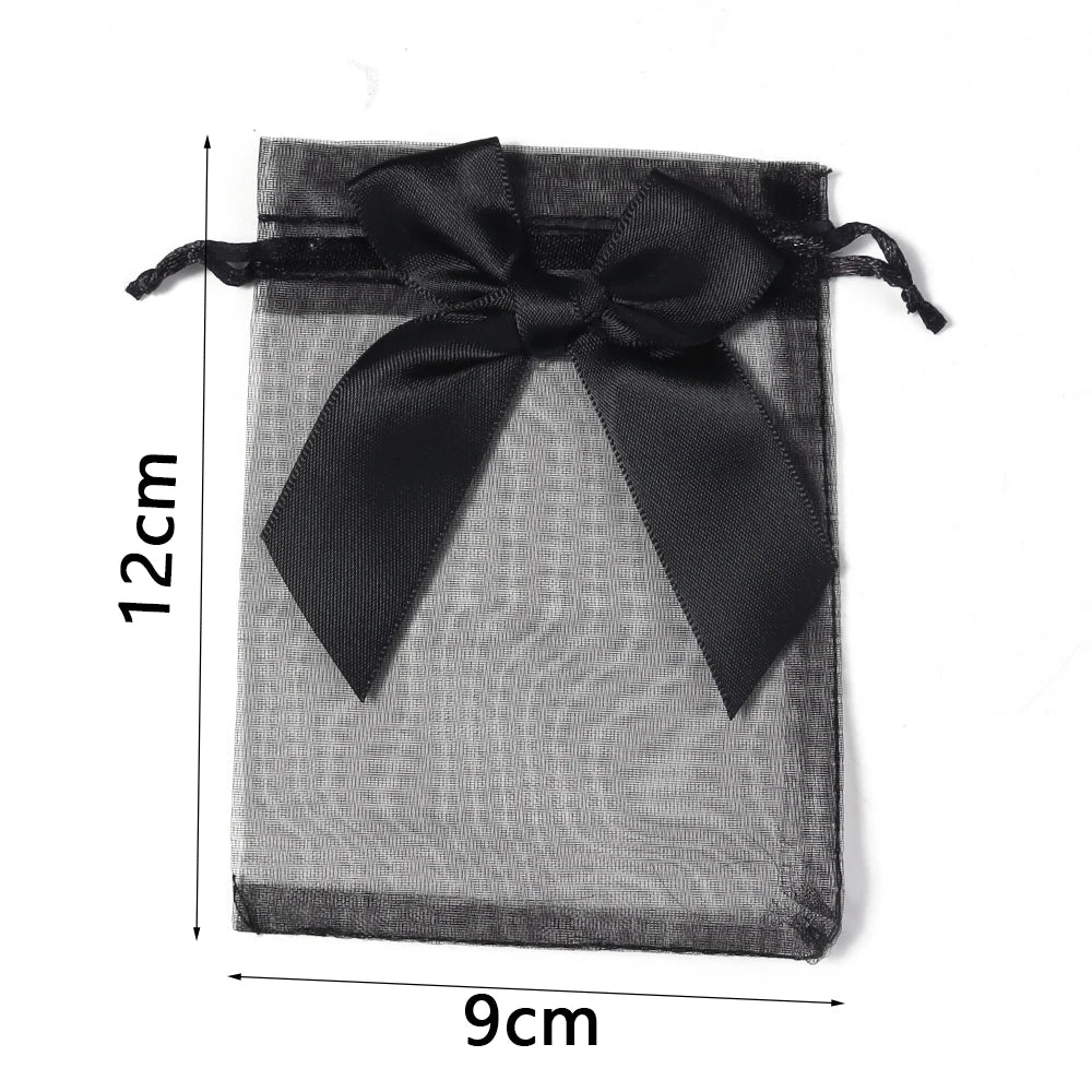 5pcs Bow Organza Drawstring Gift Bags – Wedding & Party Organza Gift Bags PLUSH