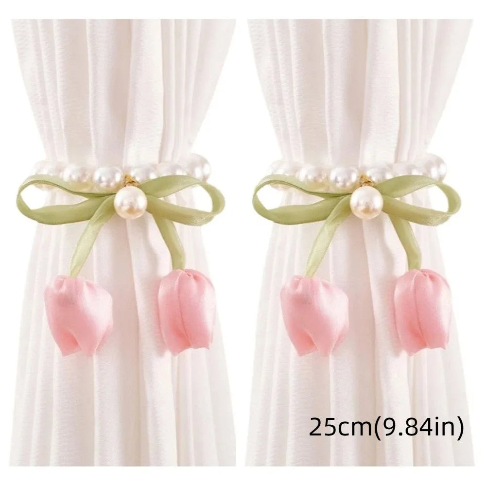 Tulip Curtain Tiebacks – Adjustable Tie Rope Straps, 1 Pair Curtain Tiebacks PLUSH style 7