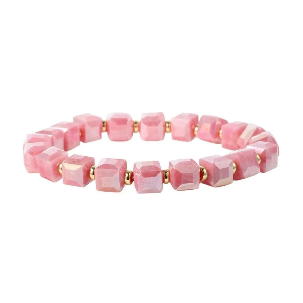 Colorful Crystal Glass Sugar Cube Beaded Bracelet | Unisex Beaded Chain Bracelet PLUSH Style 2