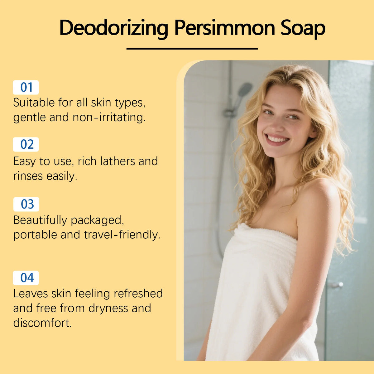Persimmon Bath Soap Bar – Moisturizing & Rich Foam | 100g Bath Soap Bar PLUSH