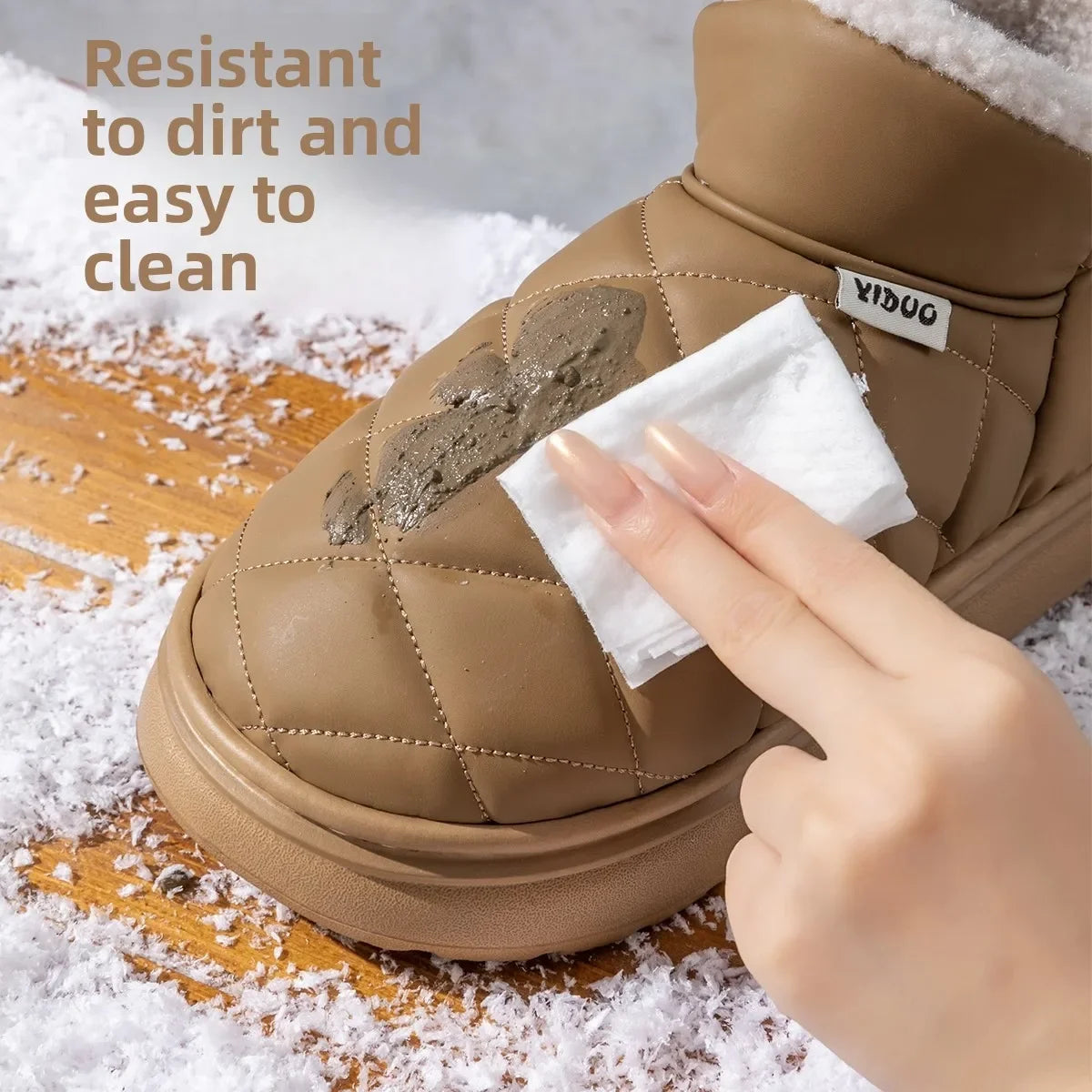 Women's Waterproof Fur-Lined Snow Boots – Slip-On Winter Women's Snow Boots PLUSH
