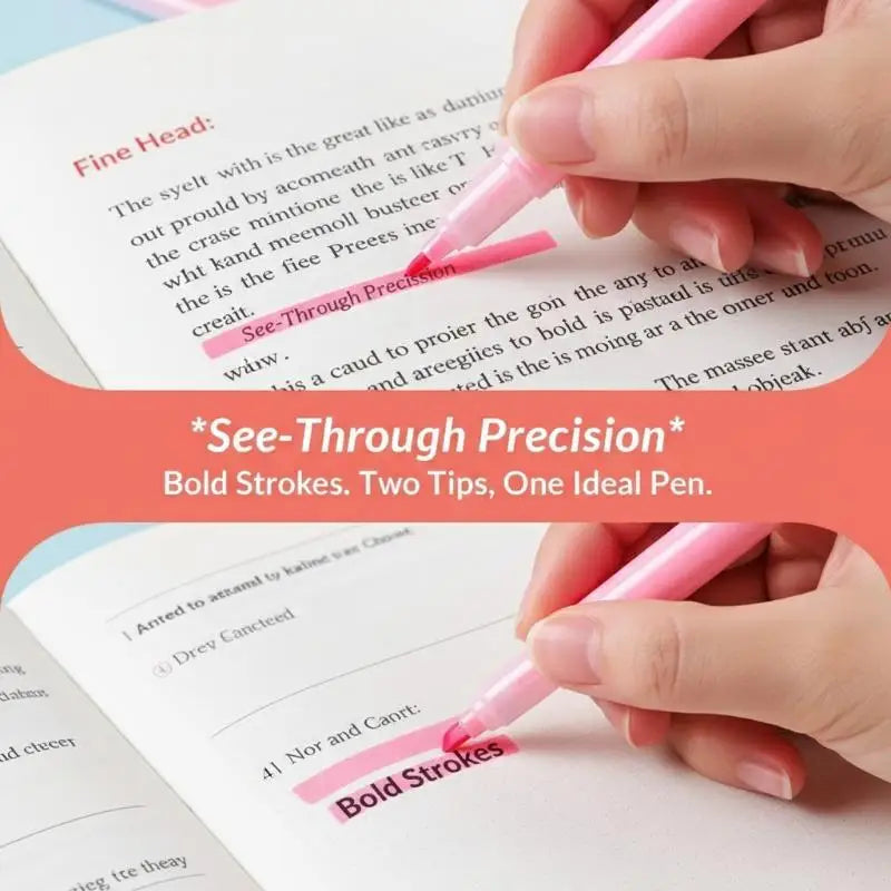 5-Pack Double Head Clear View Highlighter Pens – 8 Colors Highlighter Pens PLUSH