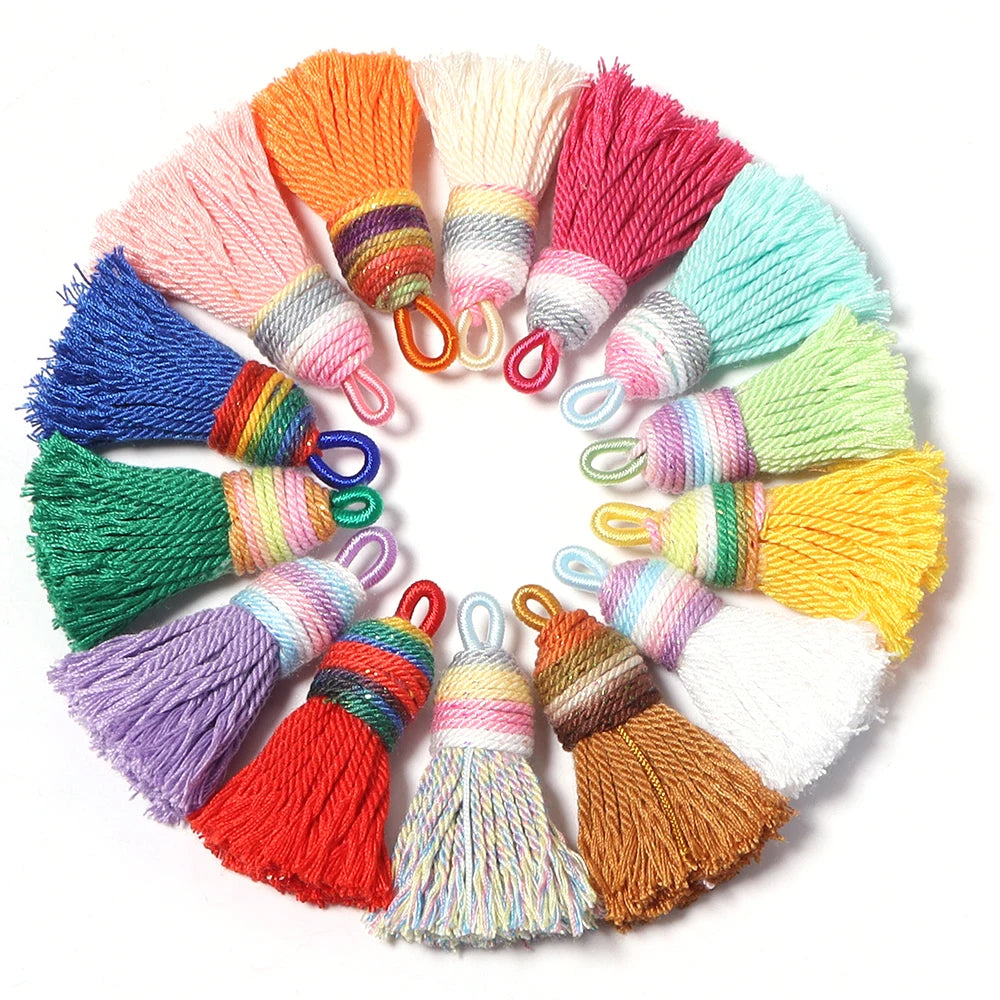 4pcs Gradient Glitter Mini Tassel Charms – DIY Jewelry Making Tassel Charms PLUSH
