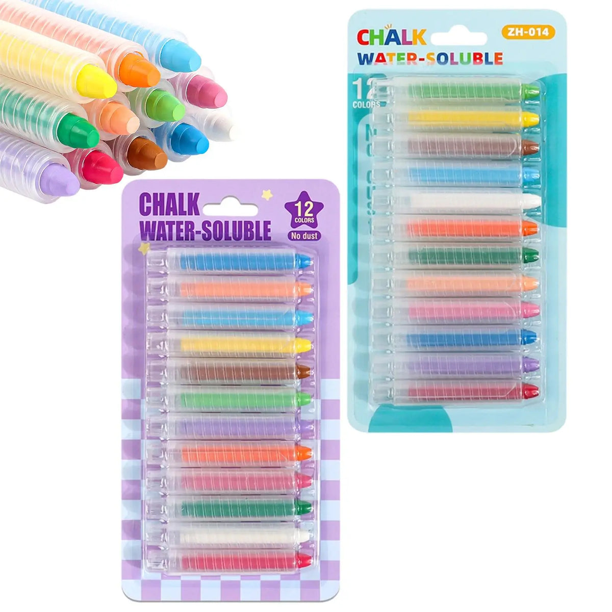12-Color Dustless Chalk Set – Washable Erasable Kids Chalk Dustless Chalk Set PLUSH