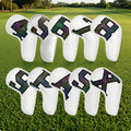 10-Piece Golf Iron Headcover Set – PU, Hook-and-Loop, Universal Golf Iron Headcovers PLUSH White Dazzling