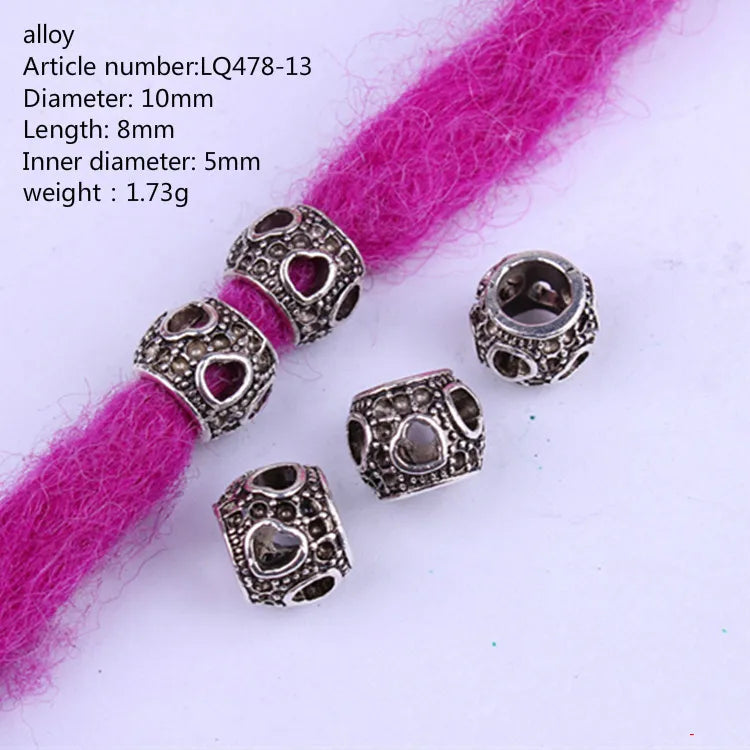 5pcs Silver Viking Dreadlock Hair Beads – Braid Cuffs & Clips