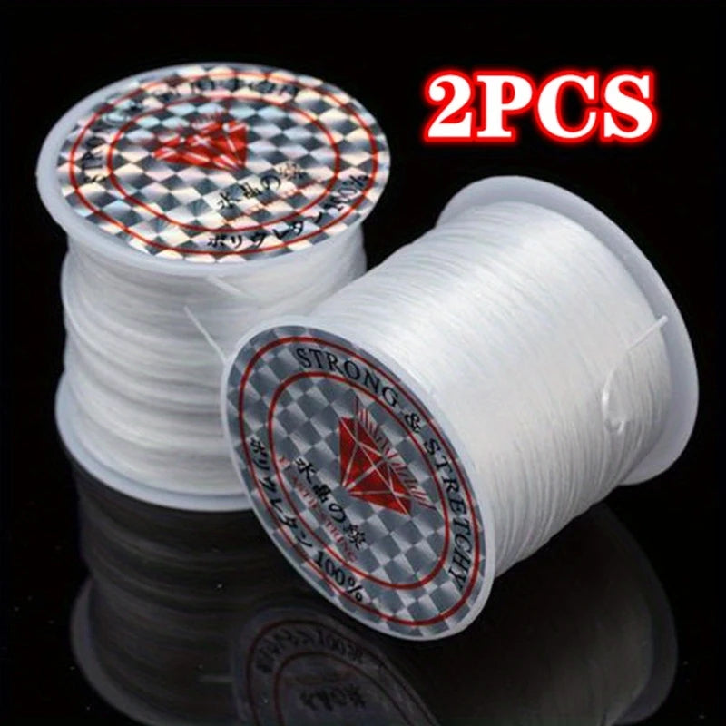 2PCS Strong Elastic Bead Cord – Transparent Nylon for DIY Jewelry Elastic Bead Cord PLUSH