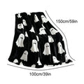 Halloween Pumpkin Ghost Flannel Throw Blanket – Festive Decor Halloween Throw Blanket PLUSH Black