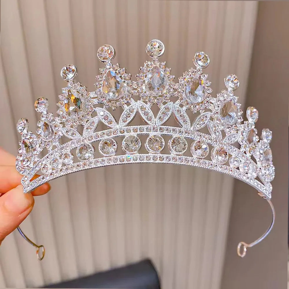 Sparkling Leaf Crown Headband – Kids Princess Hair Jewelry Crown Headband PLUSH Silver White